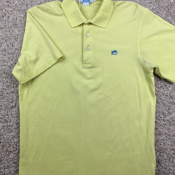 Southern Tide Sport Short Sleeve Polo Shirt Size Small Solid Yellow W Fish Logo - Picture 1 of 7